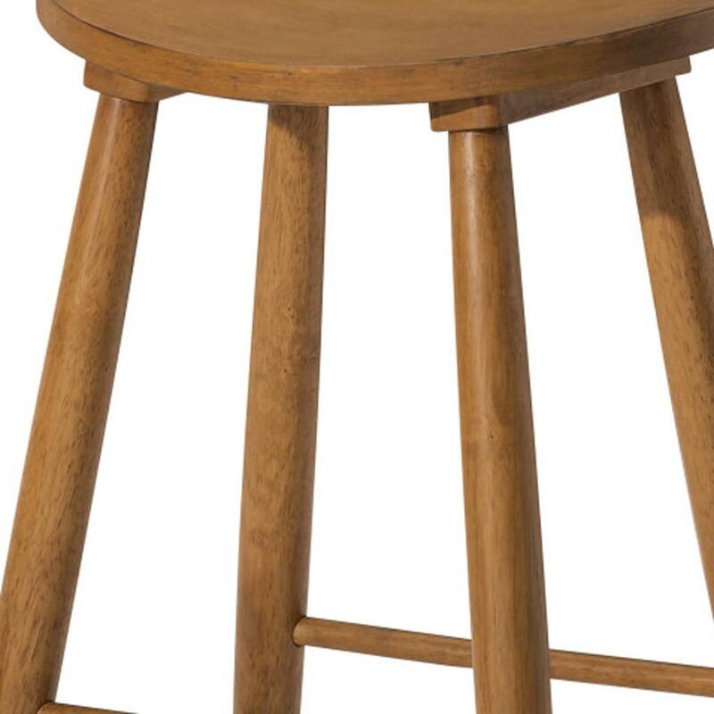 HomeRoots 25" Natural Solid Wood Backless Counter Height Bar Chair