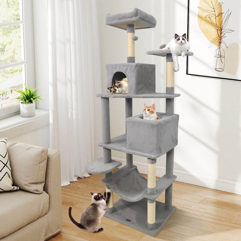 Costway 70” Cat Tree for Indoor Cats with Padded Top Perch, Dual - See Details