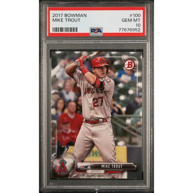 Mike Trout 2017 Bowman Baseball Card #100 Graded PSA 10 - 8'6" x 11'6"