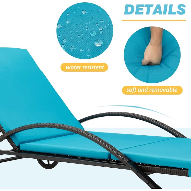 EROMMY Outdoor Patio Lounge Chair, Adjustable Recliner Outdoor Lounge Chairs, Multiple Colors Available