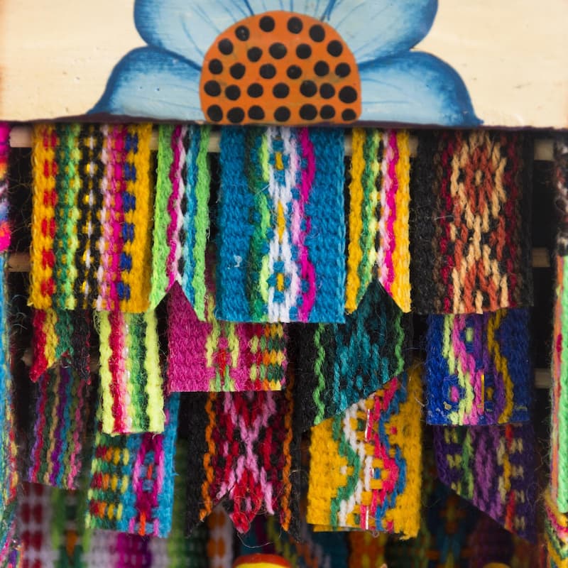 Novica Handmade Colorful Marketplace Ceramic Retablo