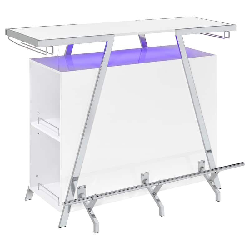 Araceli White High Gloss Freestanding LED Home Bar Cabinet