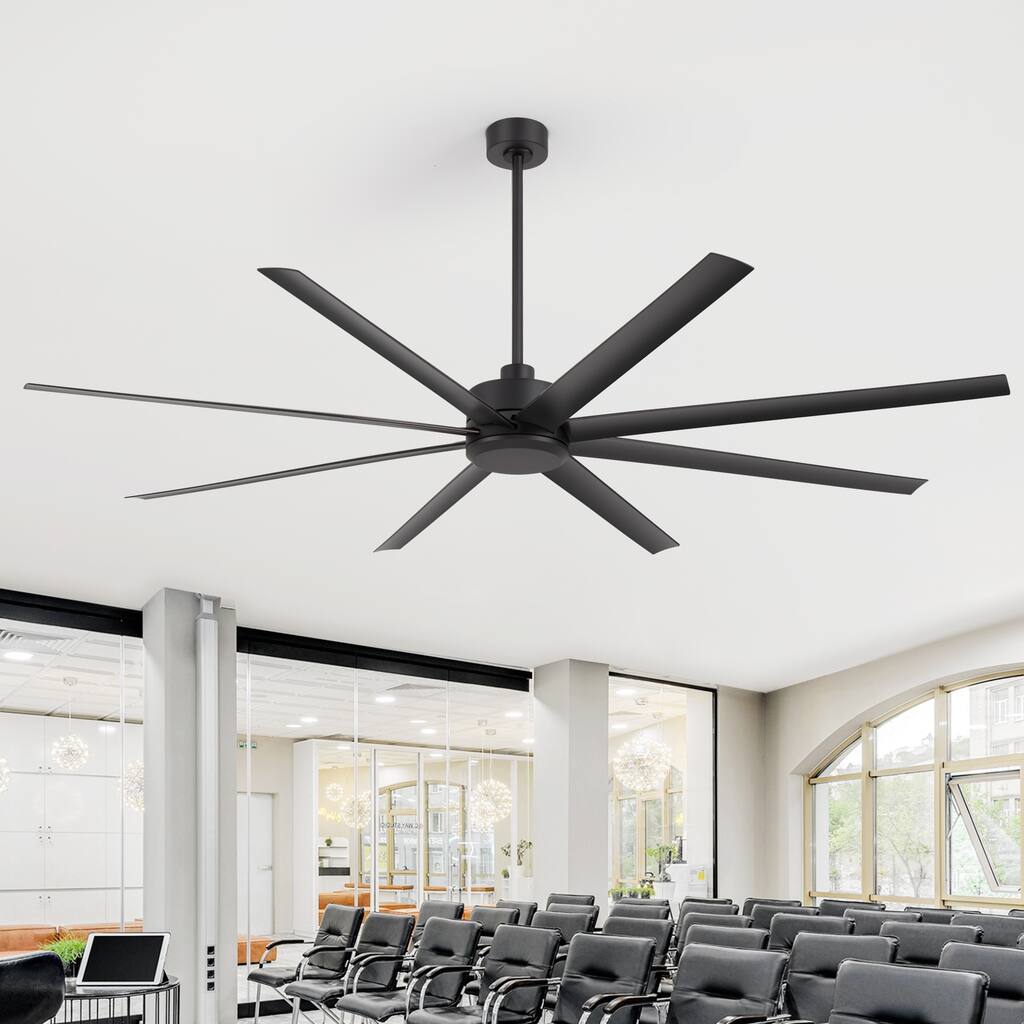 65/72/84/100-Inch Large Industrial Ceiling Fan with Remote, ABS 8-Blade Reversible 6-Speed DC Motor Commercial Fan without Light