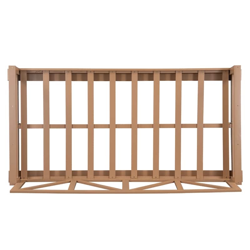 Roomfitters Acacia Wood Patio Swing Bed, Modern Porch Swing Hanging Bed Frame with 16.4Ft Hemp Ropes for Garden