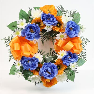Memorial Rose Poppy & Mum Cemetery Wreath - N/A