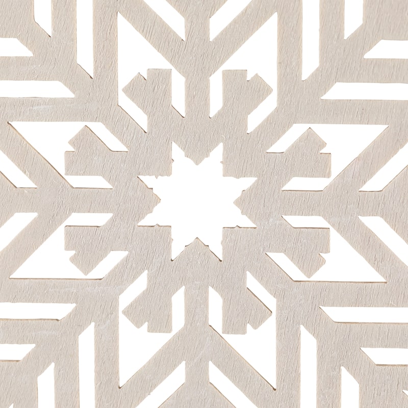 Snowflake Shaped Cut-Out Wooden Christmas Ornaments - 4.75" - White - Set of 4
