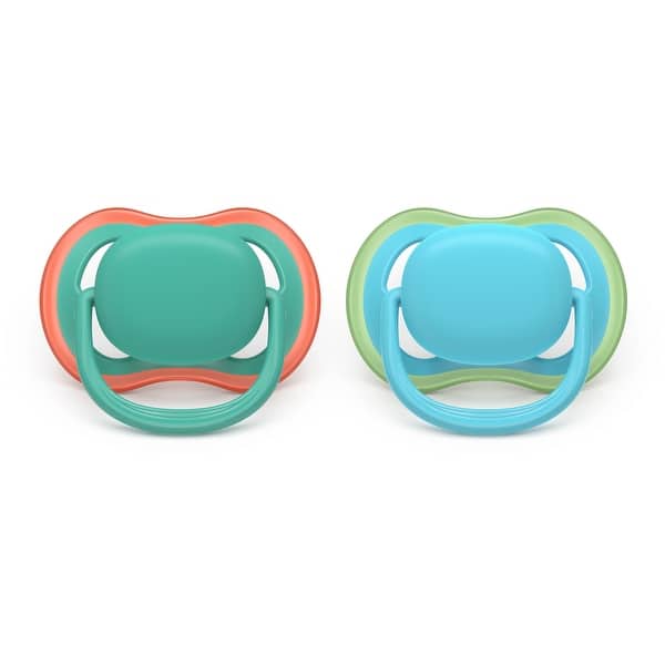 slide 2 of 4, Philips Avent ultra air Pacifier 6-18m, 2 Pack Jade and Tender Aqua