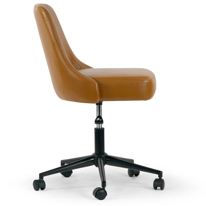 Aurica Light Brown Faux Leather Adjustable Height Swivel Office Chair