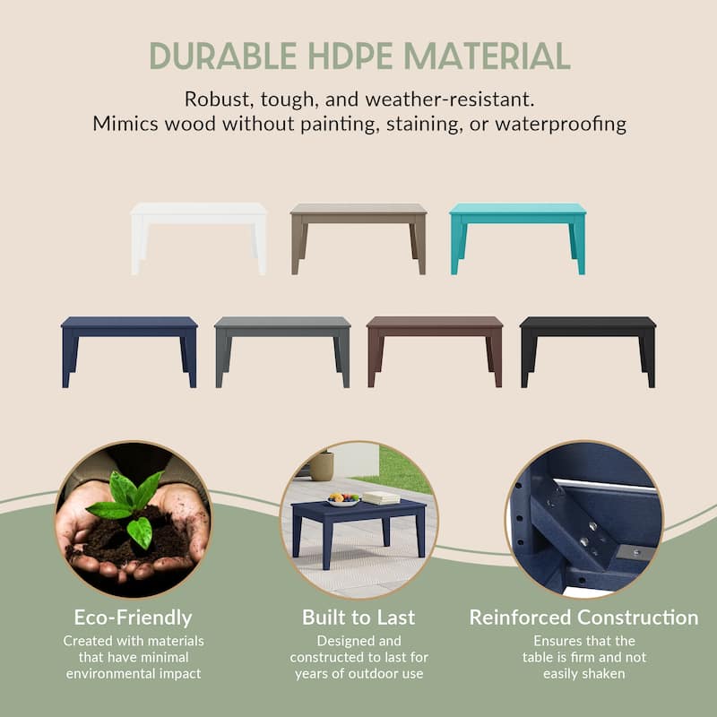 Polytrends Laguna 3-Piece Outdoor Patio Bench Set With Coffee Table