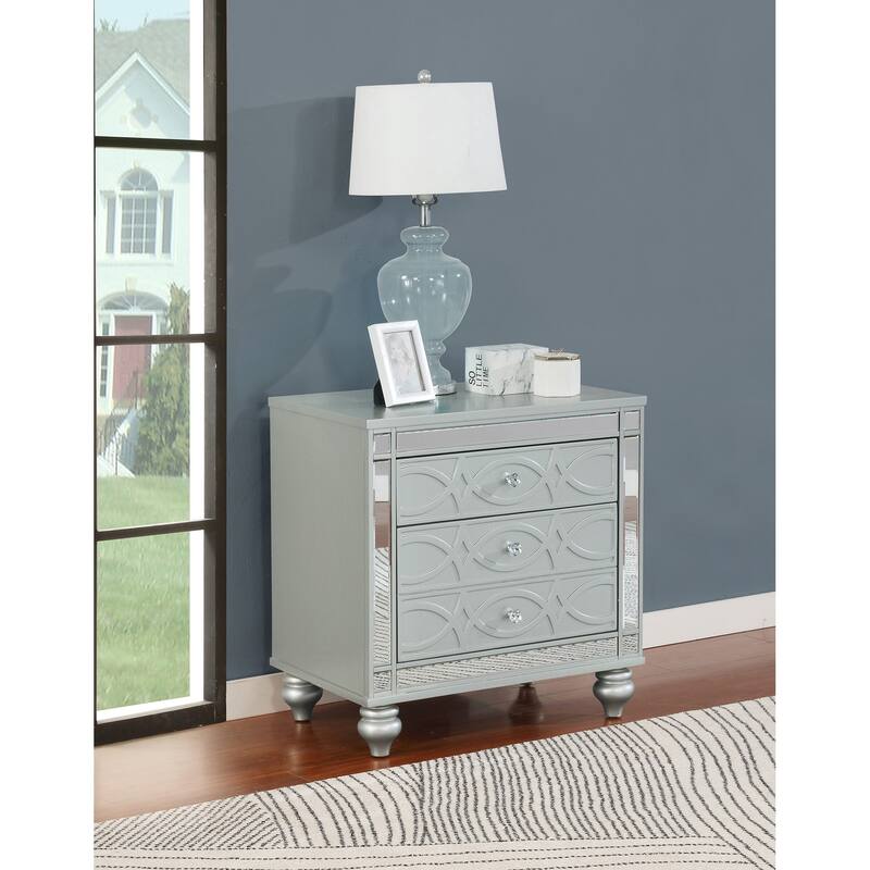 2 Drawers Nightstand with Fret Work Detail