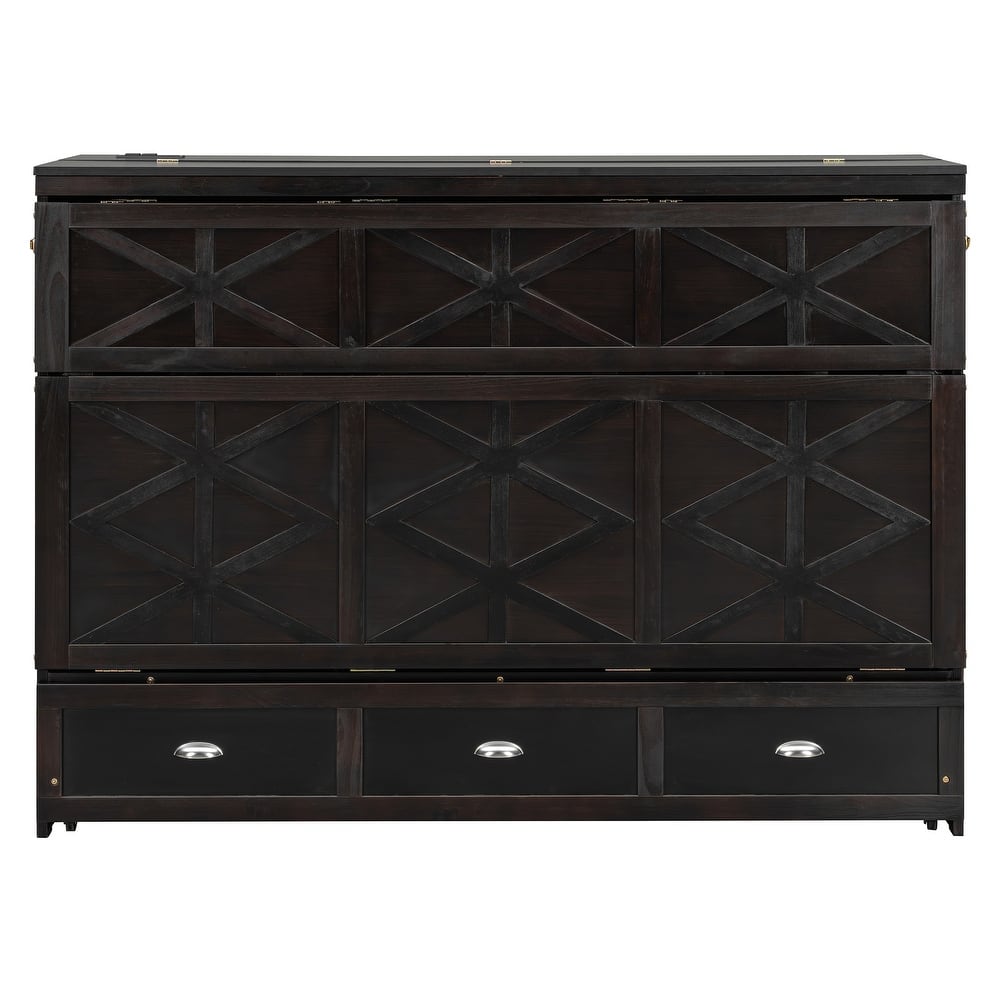 Space-Saving Queen Murphy Bed with USB, Outlets, and Storage Drawers