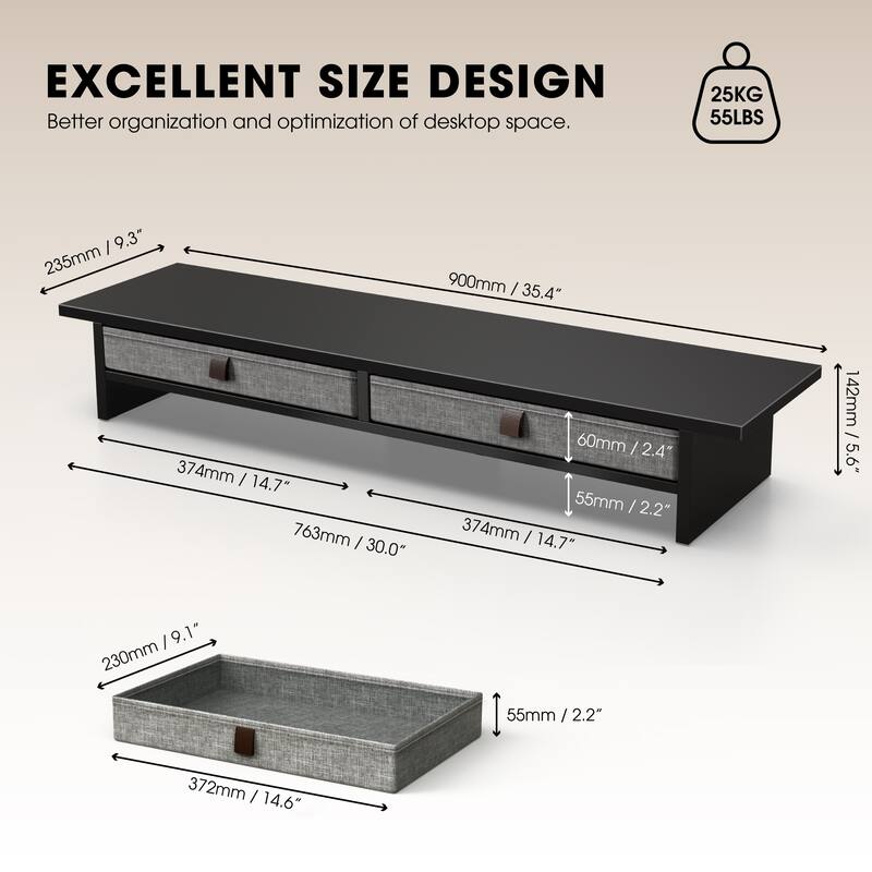 Fenge Dual Monitor Stand, 2 Tiers Monitor Riser for Desk