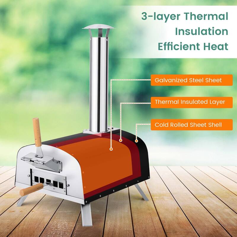 Costway 12" Multi-Fuel Pizza Oven Propane & Wood Fired Pizza Maker - See Details