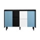 preview thumbnail 20 of 38, Sideboard Cabinet with Doors & 2 Drawers, Freestanding Coffee Bar Cabinet, Accent Cabinet with 2 Open Storage Compartment