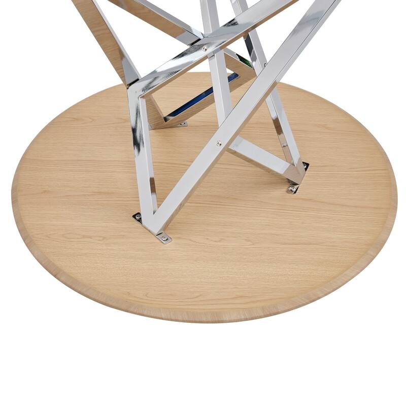 37" Modern Round Dining Table with Triangular Metal Legs