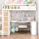preview thumbnail 1 of 10, Full Size Multi-function Loft Bed With Ladder,Shelves And Desk,Solid Construction White
