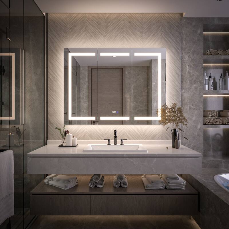 Modland 48"-72"W x 36"H Lighted Bathroom Medicine Cabinet with Backlit & Frontlit Modes,Anti-Fog