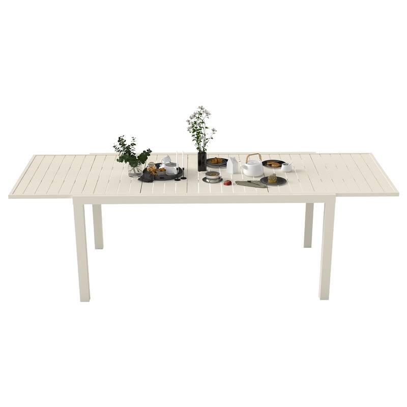 97.2"L Extendable Aluminum Outdoor Dining Table