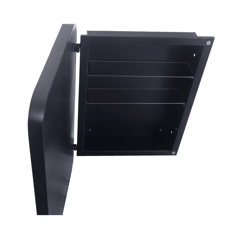 16" x 24" Black/ White Rectangular Metal Framed Medicine Cabinet with Mirror and Adjustable Shelves