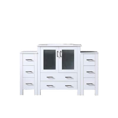 Volez Single Bath Vanity with Side Cabinets and White Ceramic Top - 54
