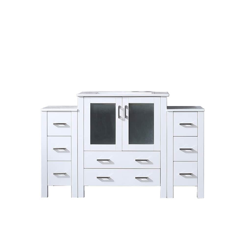 Volez Single Bath Vanity with Side Cabinets and White Ceramic Top - 54