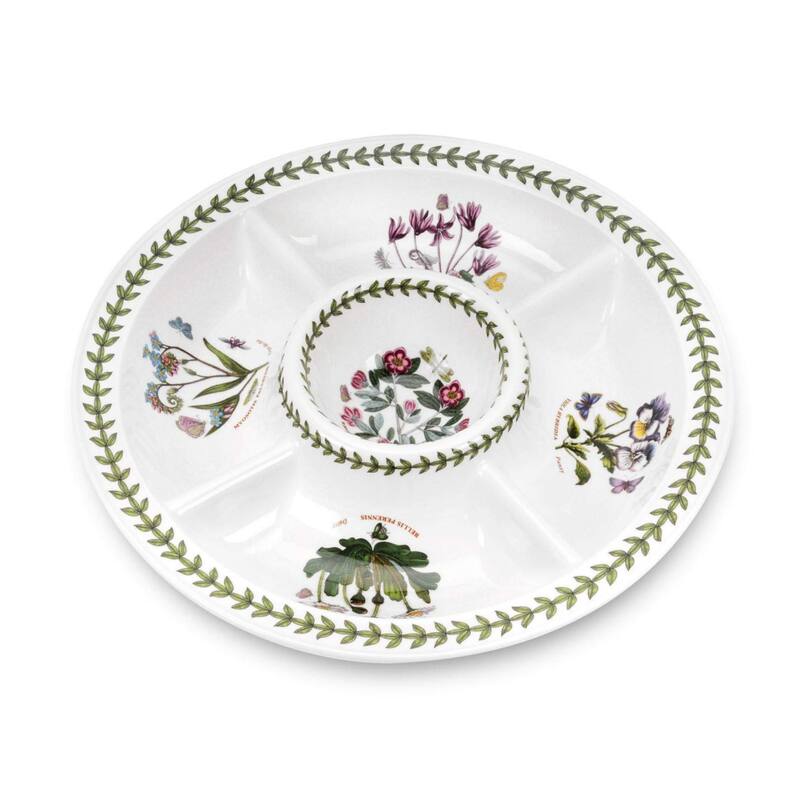 Portmeirion Botanic Garden Chip and Dip Set - 14 in - 14 in - Floral Motifs