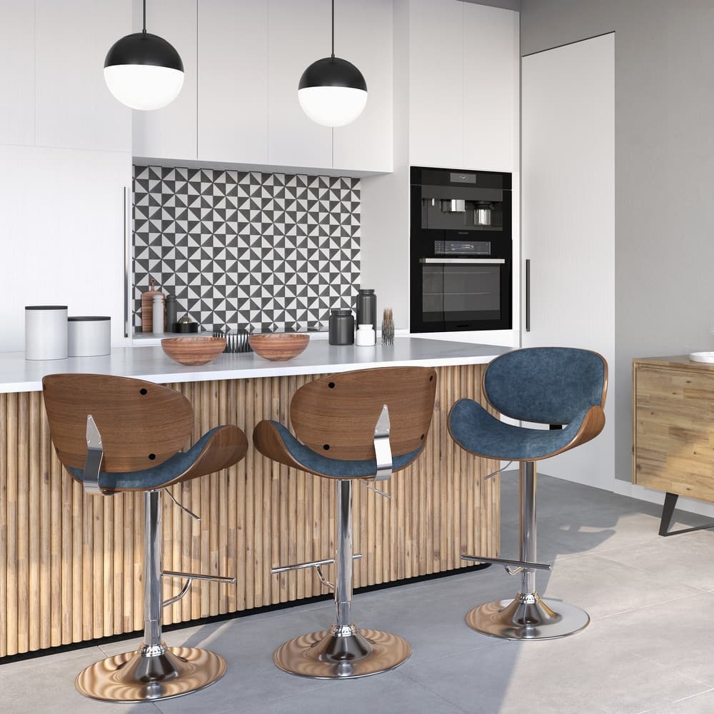 WYNDENHALL Avondale Mid Century Modern Bentwood Adjustable Swivel Bar Stool - 20.9 W x 20.5 D x 45.3 H