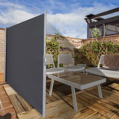 118.5 x 63 In. Folding Patio Side Awning Screen Privacy Divider