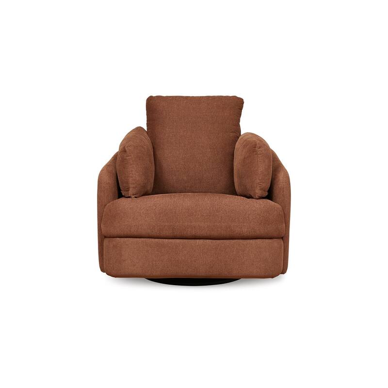 Meso Swivel Manual Glider Recliner Chair, Orange Nuvella Polyester