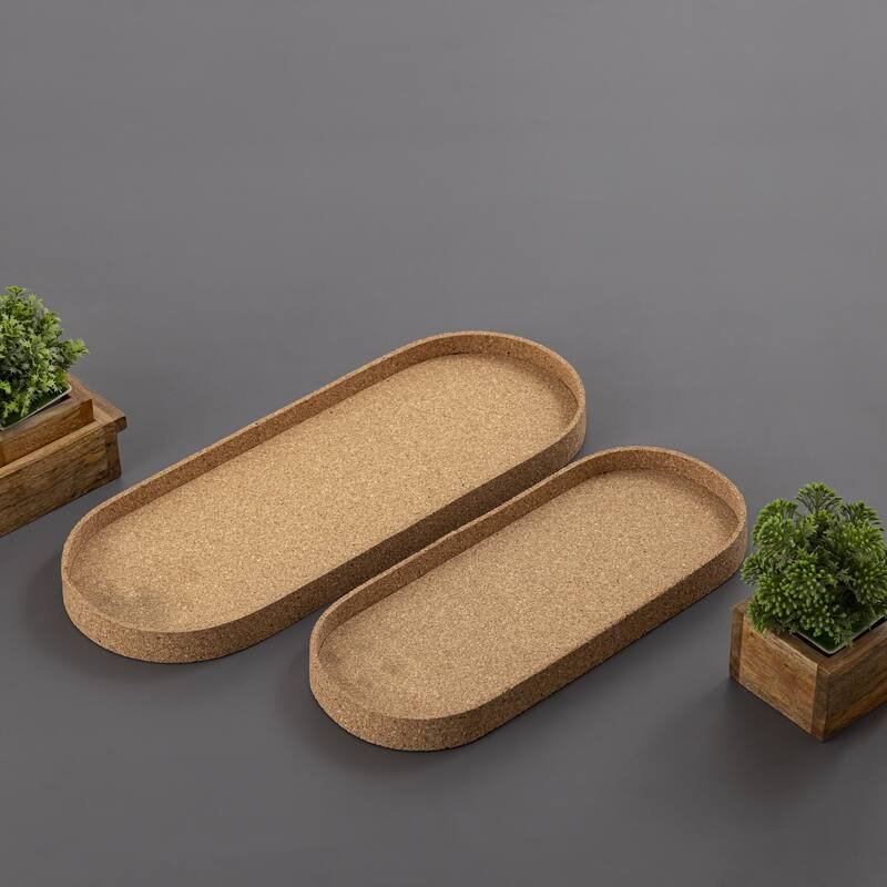 Oval Cork Tray Large