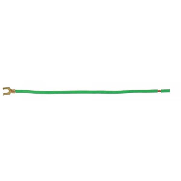 10 Pcs, 8 in. Green 12 Gauge Stranded Wire Grounding Pigtail with Fork