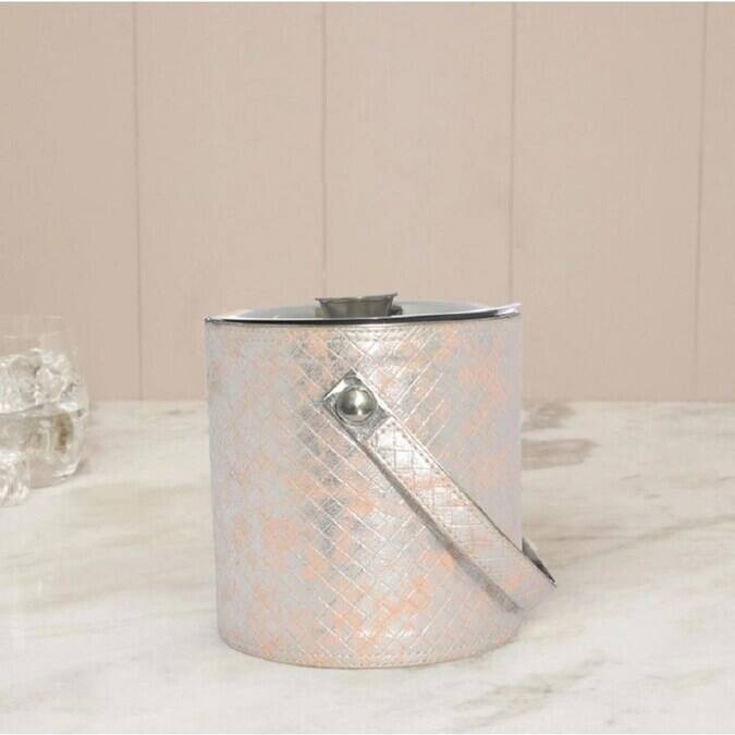 Sol Living Ice Bucket Double Wall Stainless Steel with Lid and Tongs
