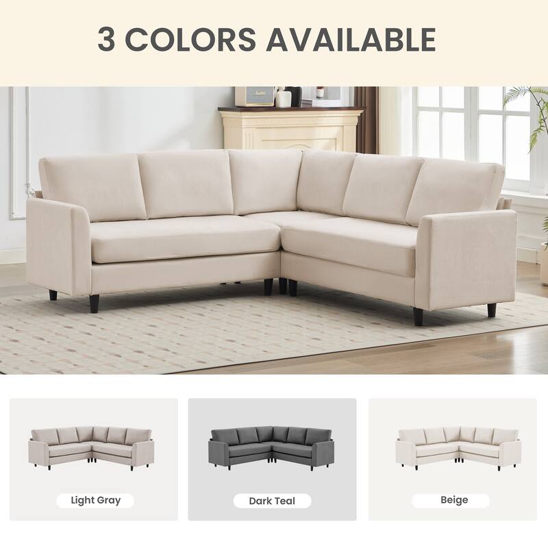 Snow Velvet Sectional Sofa
