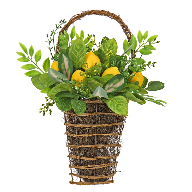 National Tree Company 21 in. Leafy Greens and Lemons Wall Basket - 21 in