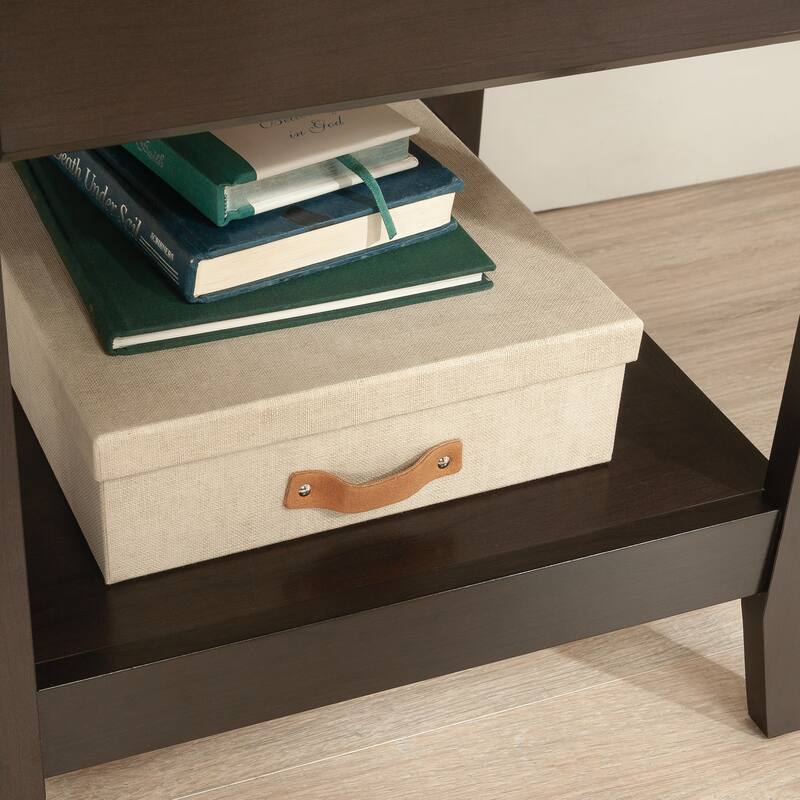 Wood Transitional Desk with 2 Smooth-Glide Drawers, Brown