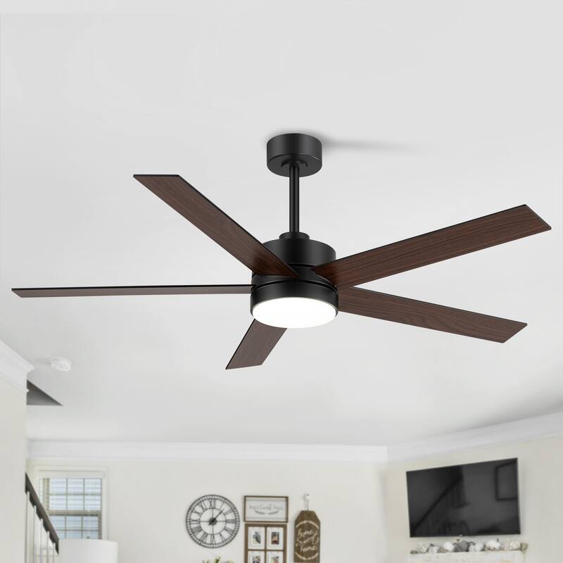 36/42/52/56/72/84-Inch Reversible 3/5/9-Blade Integrated LED Ceiling Fan with Light Remote - 56 Inches 5-Blade