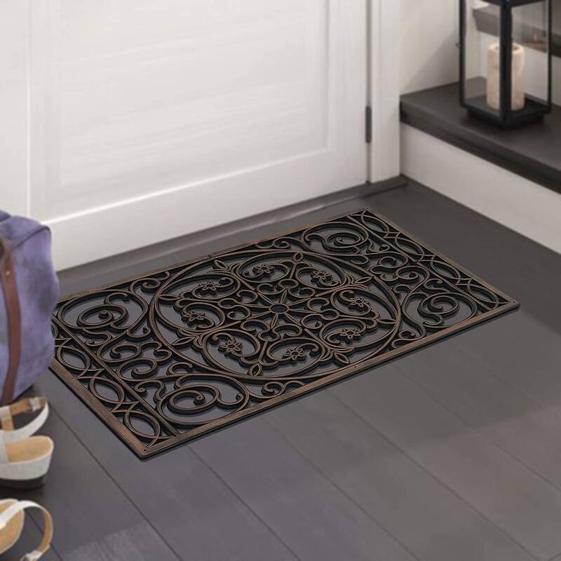 A1HC Rubber Grill Doormat, Elegant Star Pattern,Fun Designed Floor Mat, 18"X30"