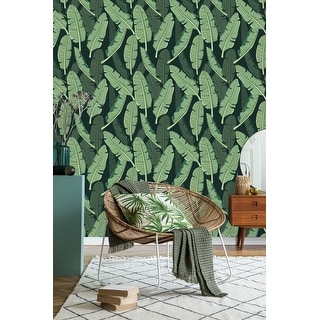 Black Wallpaper with Palm Leaves Peel and Stick and Prepasted - Bed ...