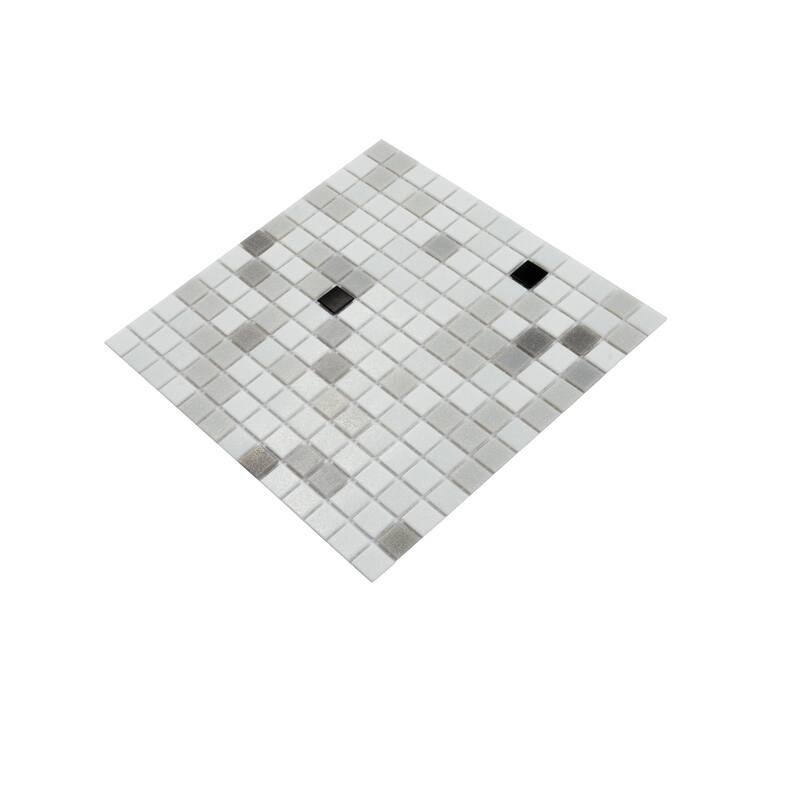 Apollo tile 12" x 12" Mingles Glossy White Black Glass Tile (20 sq ft/case) - 20 Pack