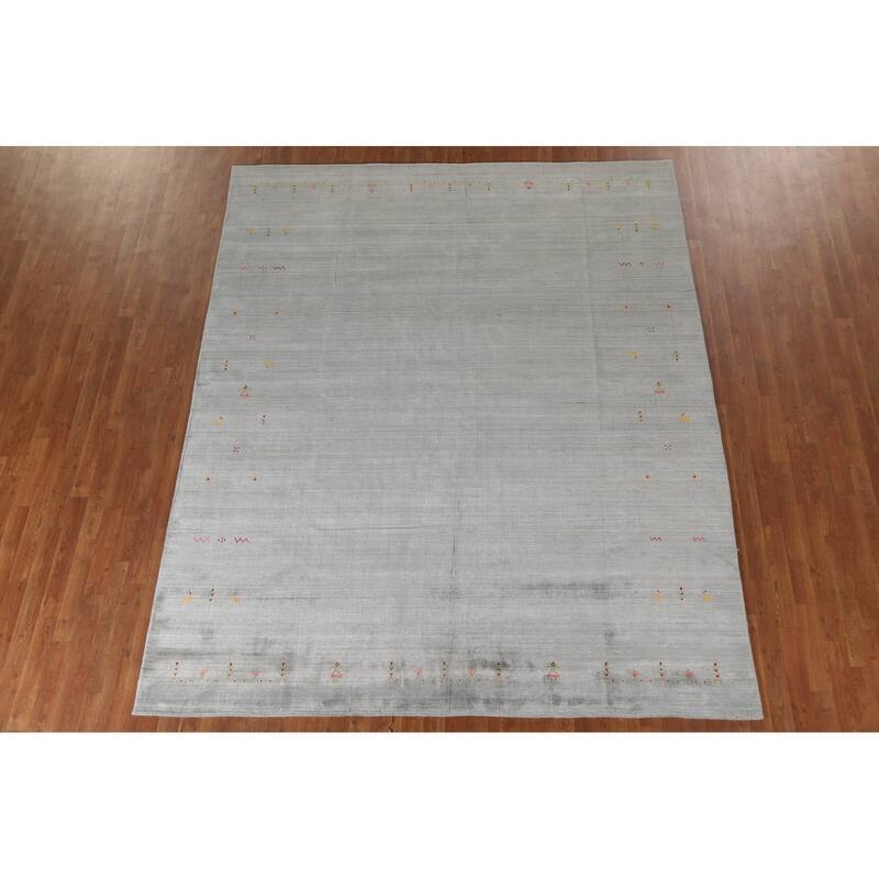 Indian Gabbeh Area Rug Handmade Wool Carpet - 8'1"x 9'9"