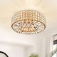 preview thumbnail 1 of 16, Jojospring Jolie 4-light Crystal and Prism Round Flush Mount Glossy Brass
