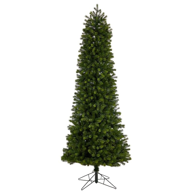 8.5ft. Slim Mountain Spruce Artificial Christmas Tree with 900 Warm White Micro LED Lights & Remote - Elegant Tall Display