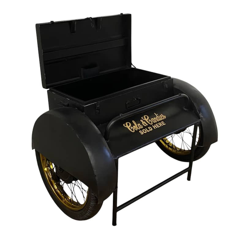 Black Old Time Delivery Box Table with Storage - 28" W x 37.5" D x 27" H