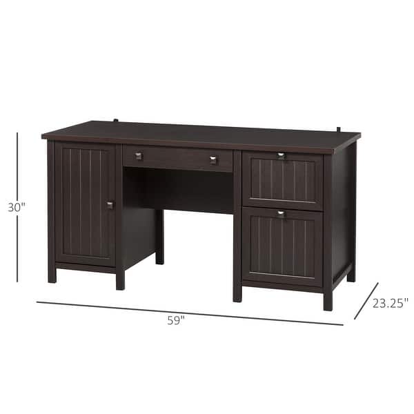 Homcom Vintage Executive Computer Desk Overstock 32353715 Brown Yusong 55 inches computer desk with 2 shelves on left or right,reversible writing desk for student,large home office desk with stable steel frame,easy assembly,rustic brown. homcom