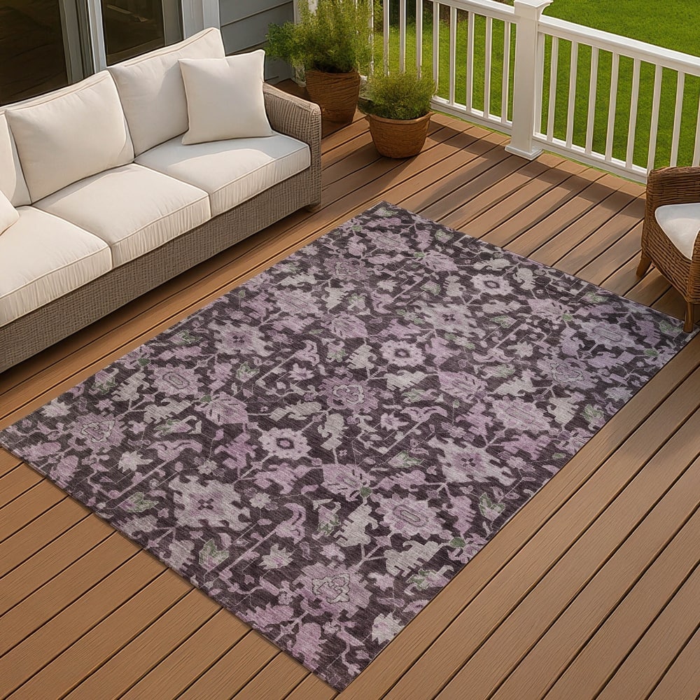 Machine Washable Indoor/ Outdoor Casual Traditional Chantille Rug