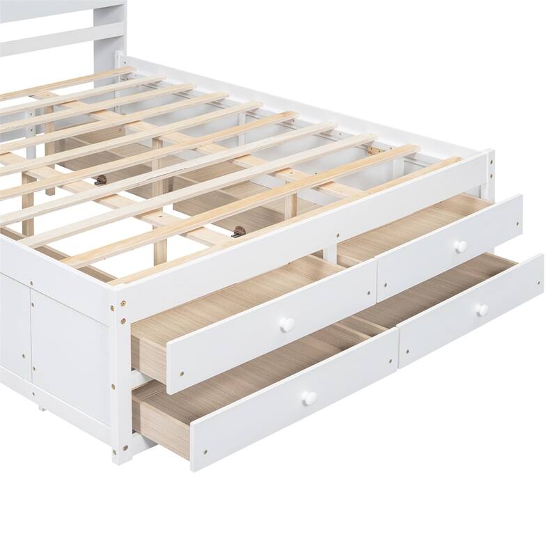 King Size Platform Bed with Storage Headboard and 8 Drawers