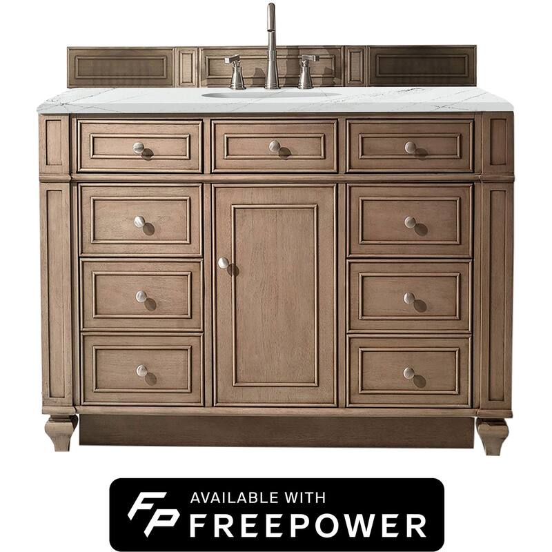 James Martin Vanities 157-V48-FENC Bristol 48" Free Standing Single - Whitewashed Walnut