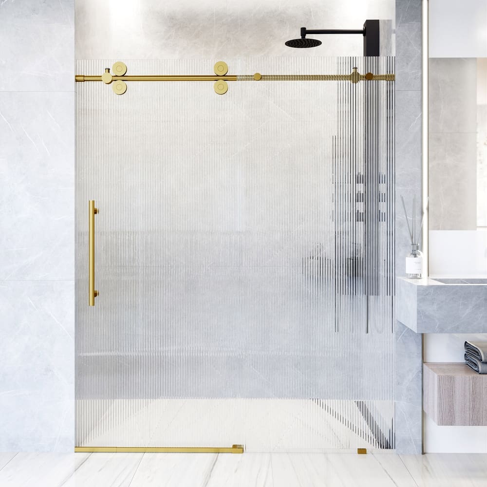 VIGO Elan 56" to 60" W x 74" H Frameless Sliding Shower Door
