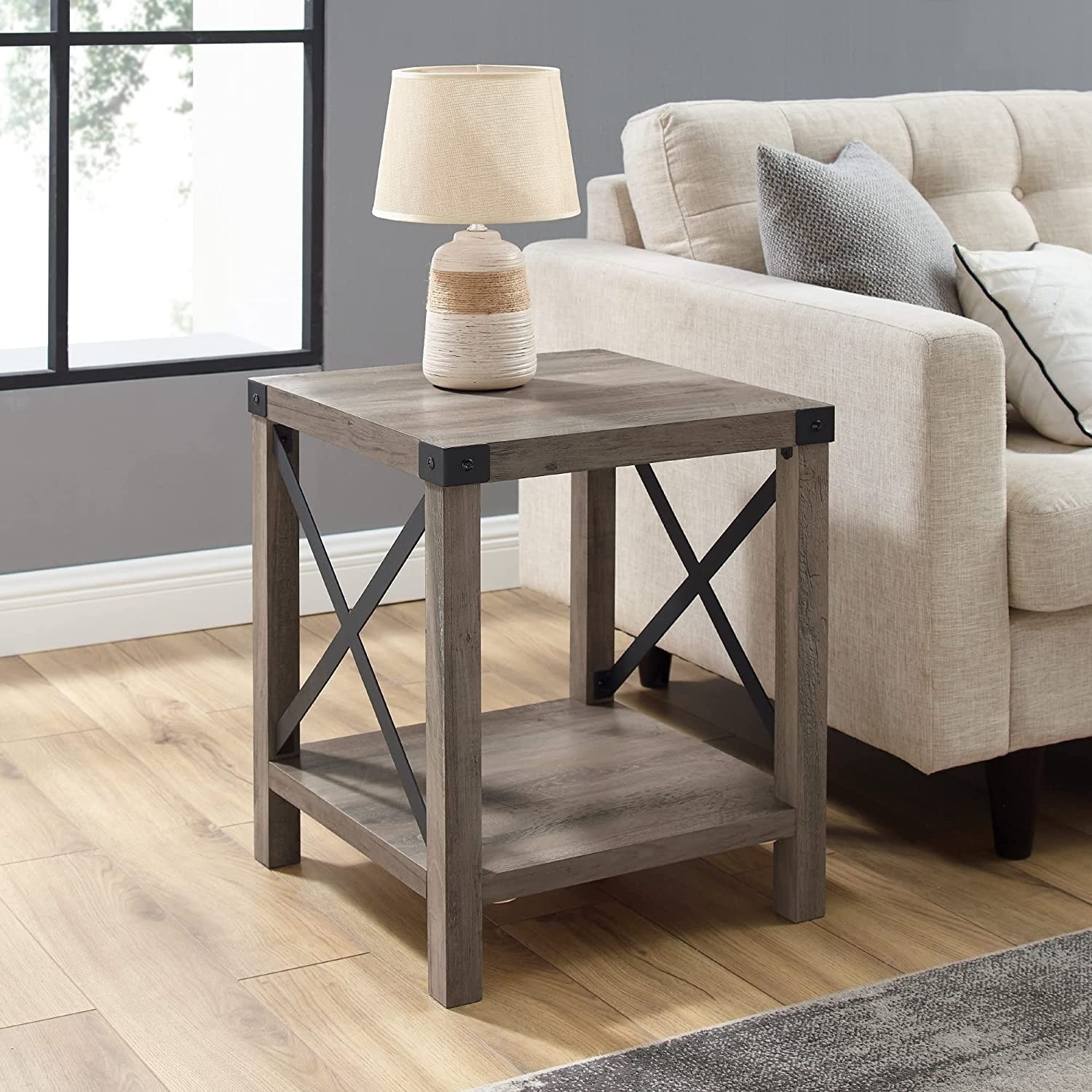 Walker Edison Sedalia Modern Farmhouse Metal X Side Table - 18