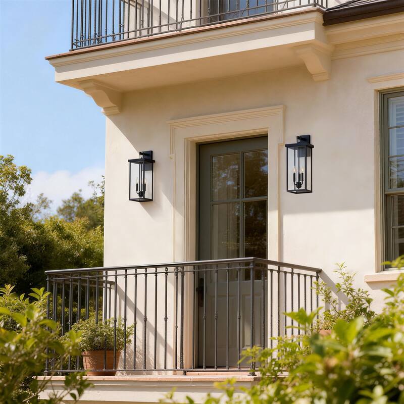 3-light Metal Outdoor Wall Sconce Candle Bulb Lantern(4-pack)